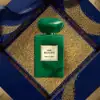 A close photograph reveals thetop-notch design of Vert Malachite perfume from Armani luxury brand.