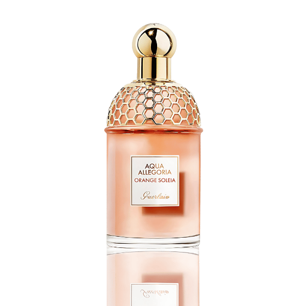 "125mL Guerlain Aqua Allegoria Orange Soleia Eau de Toilette with citrus fragrance."