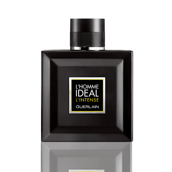 "Guerlain L'Homme Ideal L'Intense Eau de Parfum with spicy almond and chili pepper notes."