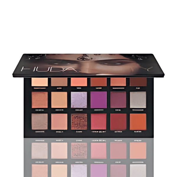 Huda Beauty Desert Dusk Palette with 18 shades.